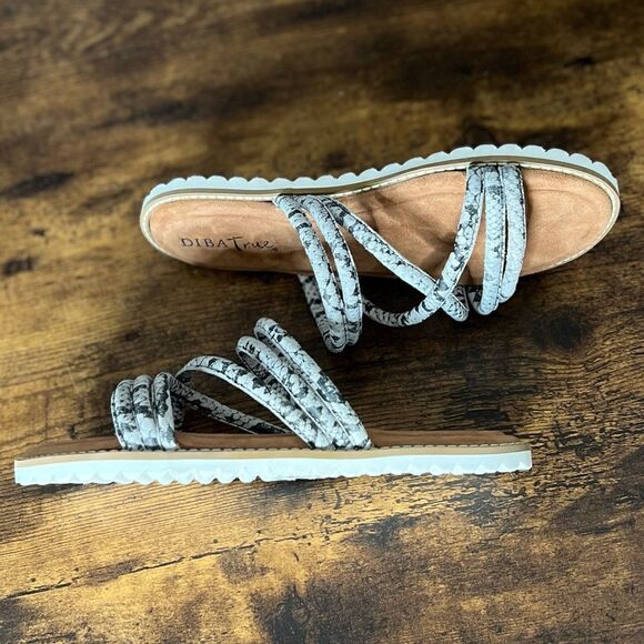 Diba True Cedar Cove Leather Strappy Slide Sandals in Gray Snakes, Size 6. New! - Picture 11 of 16